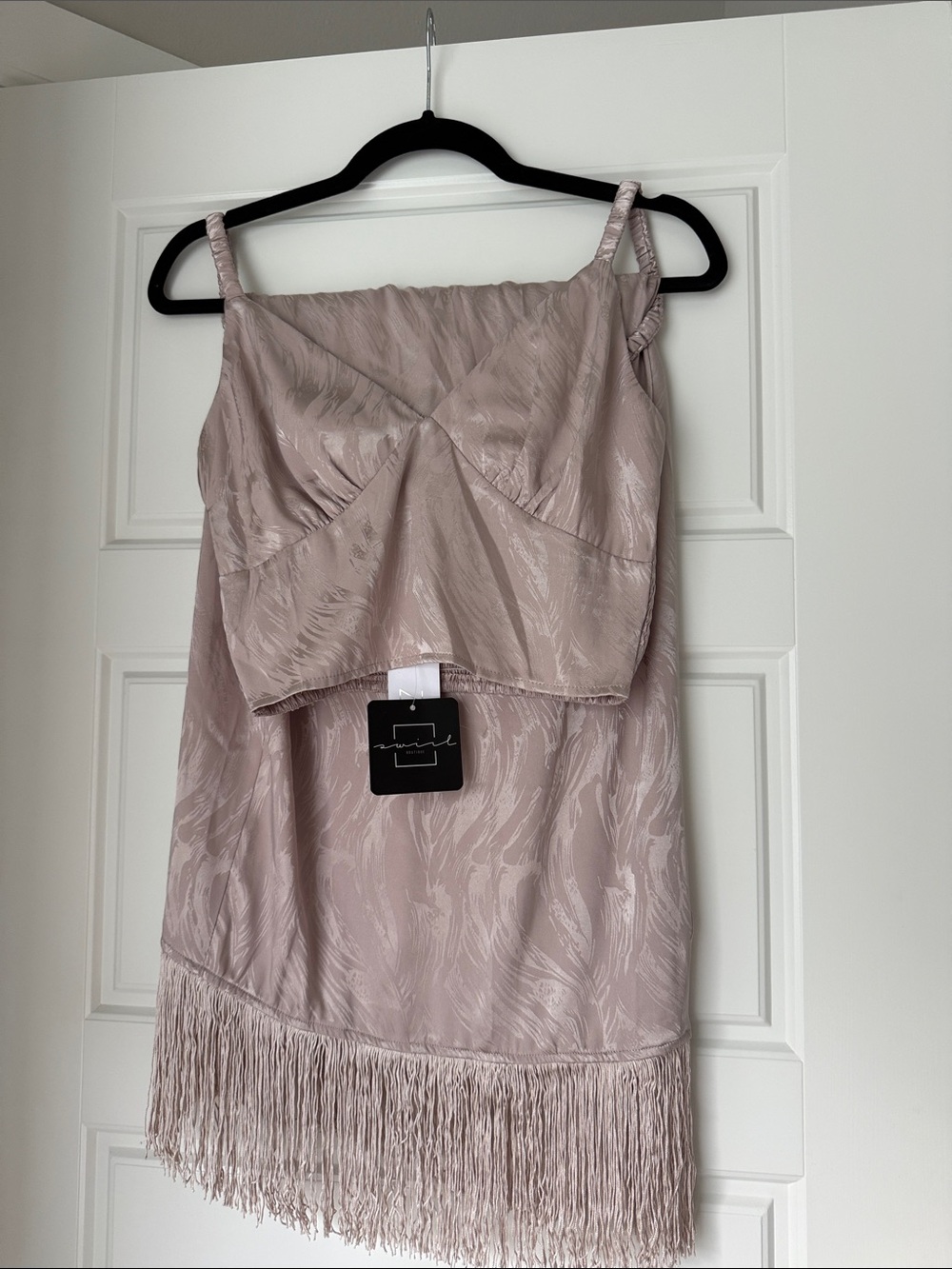 Sage the Label Fringe Midi Skirt Set in Mauve XS